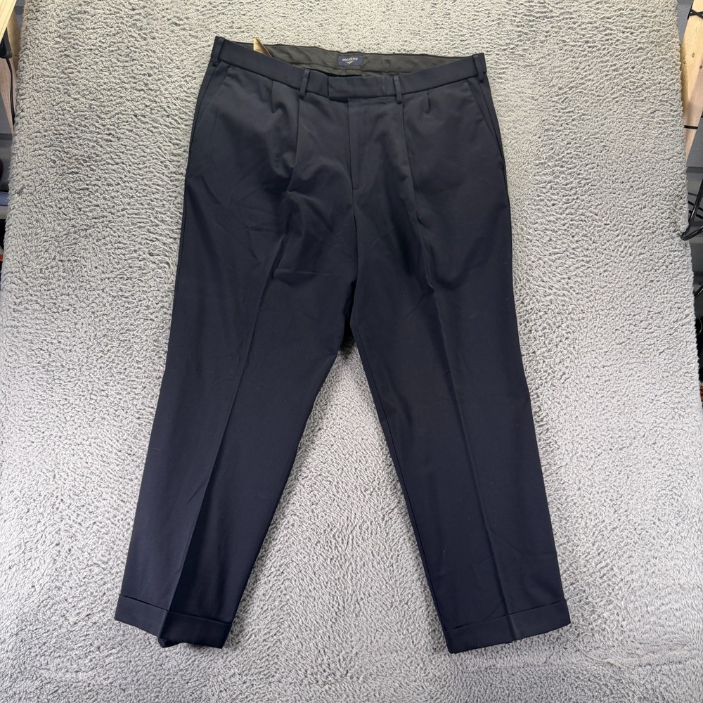 Dockers Pant Men's 40x30 Black Polyester Dress Pleated Relaxed Business Preppy